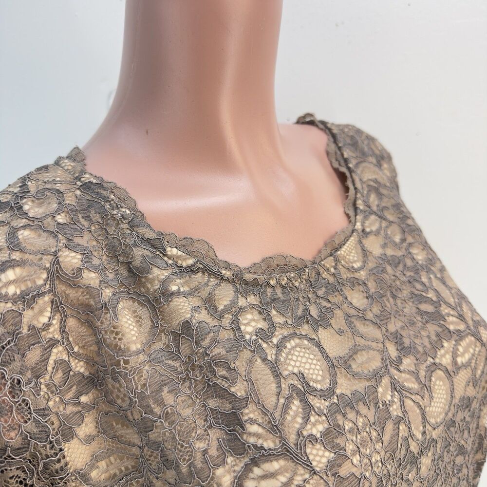 NWT Alex Marie Brown/Gold Lace Sheath Dress Women’s Size 16 - Picture 10 of 17